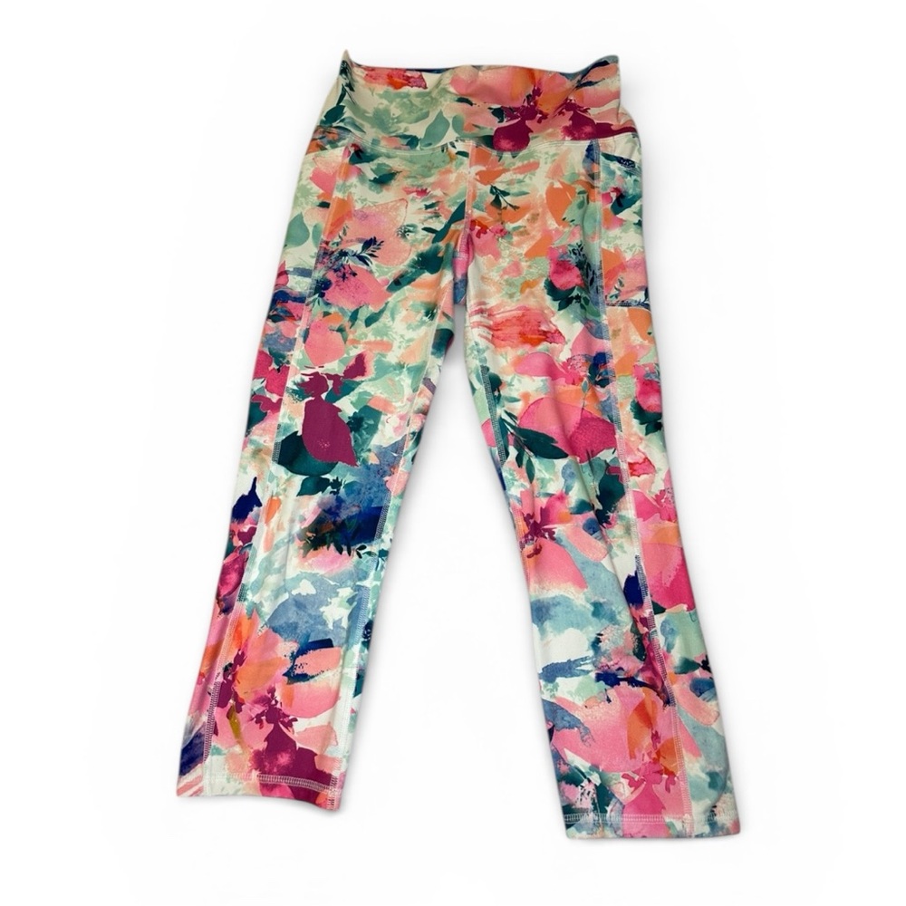 RBX Floral Print Capri Leggings Women’s Medium Stretch Activewear - Picture 2 of 5